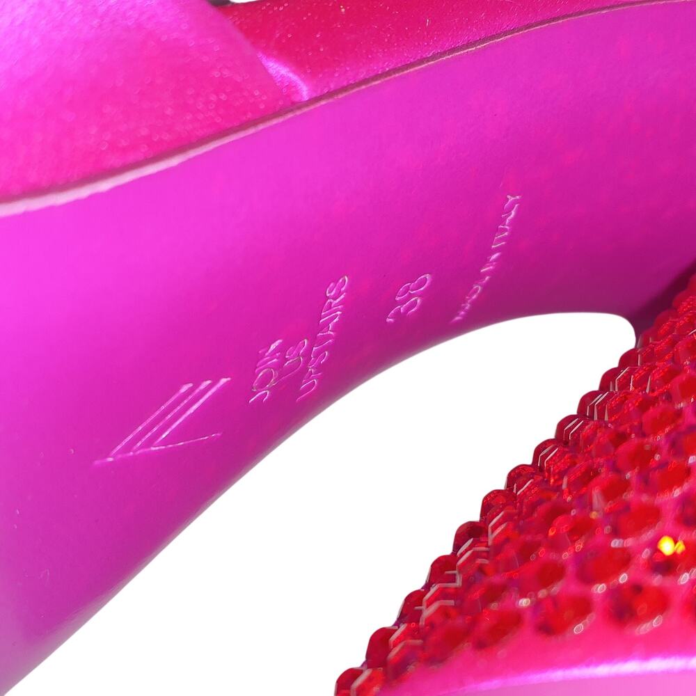 The Attico Crystal Embellished Fuchsia Luz Mules Size 8 - Picture 6 of 6